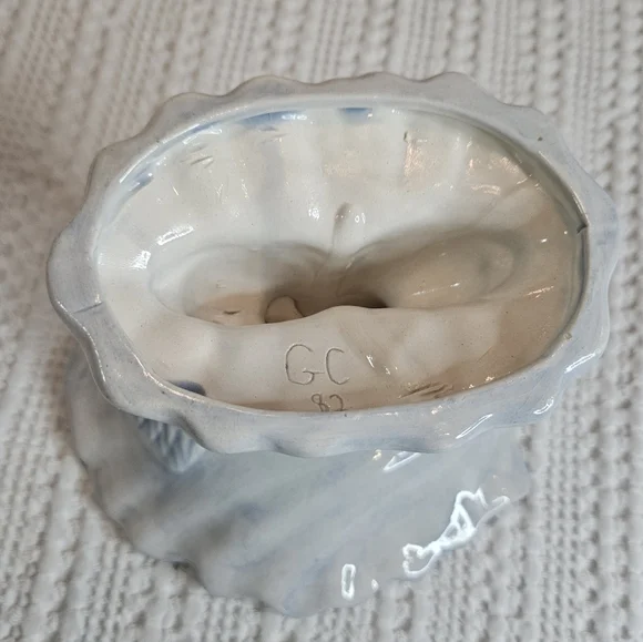 Soap Dish Koi Fish Blue White Vintage 1980's Signed - Picture 14 of 14